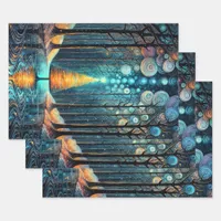 Iridescent Holiday Dream 🎄 Glowing Christmas Tree Wrapping Paper Sheets