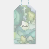 Serenity in Green Abstract Flowing Forms Gift Tags