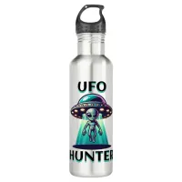 UFO Hunter | Ai Art with UFO and Alien Stainless Steel Water Bottle