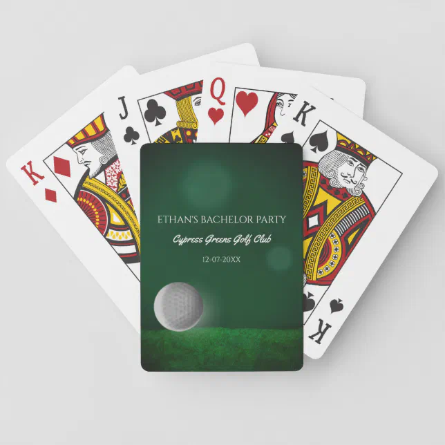 Golf bachelor party - green golf ball golf course poker cards