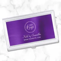 Business Logo Faux Purple Ombre Foil Business Card Case