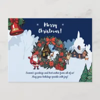 Festive Christmas Greetings with Wreath and Santa Holiday Postcard