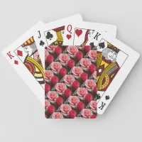 Elegant Floral Pink Red Roses  Poker Cards