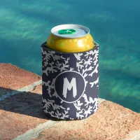 Coral Reef Navy Blue Blue and White Personalised Can Cooler