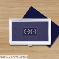 Modern Navy Blue Company Logo Business Card Case