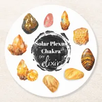 *~* Solar Plexus Chakra Elixir AP64 Yellow Emoto Round Paper Coaster