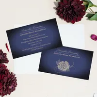 Elegant Florist Navy Blue and Beige Professional  Business Card