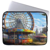 Abandoned Carnival Ferris Wheel Ai art Laptop Sleeve