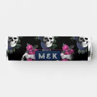 Navy Blue and Pink Floral Skulls Gothic Wedding Breath Savers® Mints