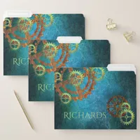 Personalized Steampunk Rusty Clockwork Gears  File Folder