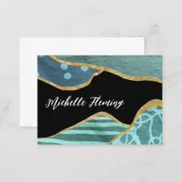 Blue and Gold Linen Fabric Business Card