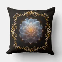 Fantasy Romantic Flower and Gold Frame Throw Pillow