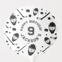 Hockey black and White Themed Boys Birthday Party Balloon