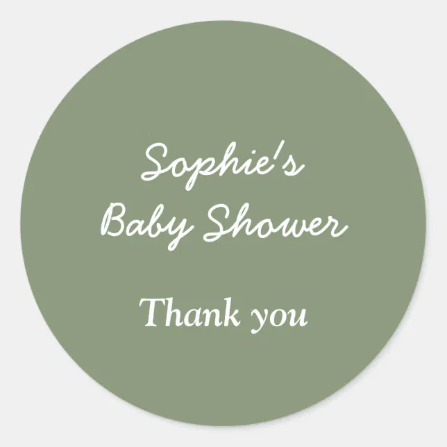 Baby Shower Sage Green Thank You Sticker