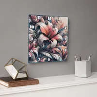 Vibrant Lily Blossoms With Intricate Swirls Square Wall Clock