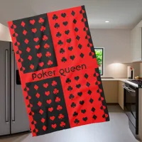 Clubs, spades, hearts, diamonds - poker queen  kitchen towel