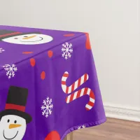 Snowflakes Snowman Candy Canes Blue Background Tablecloth