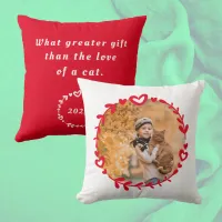 Cat Lover's Photo & Quote Red Throw Pillow