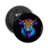 Cyberpunk Colorful Ai Highland Cow Bottle Opener