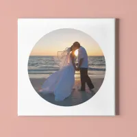 Create Your Own Circle Shape Wedding Photo Canvas Print