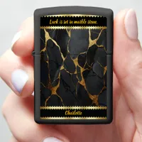 Black marble with golden veins zippo lighter