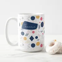 Retro Geometric Abstract Pat#6 Navy Rose ID1067 Coffee Mug