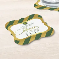 Green 2 School College University Graduation Day Paper Coaster