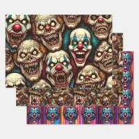 Spooky Creepy Clown Zombie Abandoned Carnival Wrapping Paper Sheets