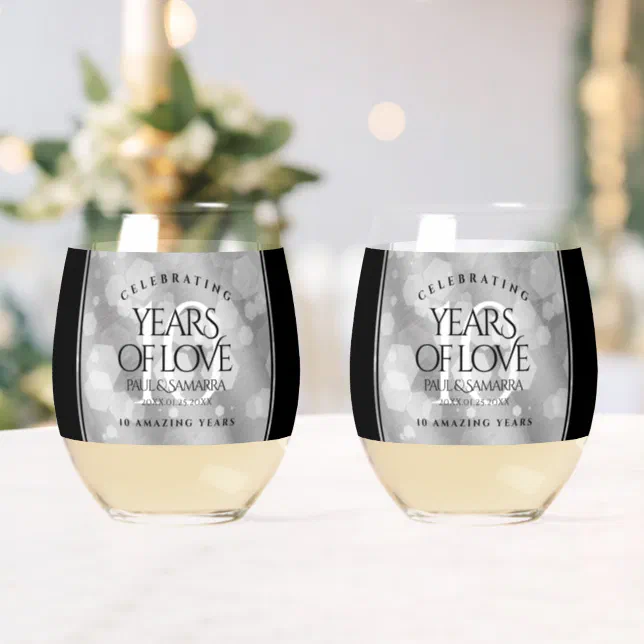 Elegant 10th Tin Wedding Anniversary Celebration Whiskey Glass