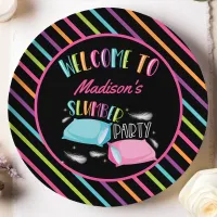 Rainbow Neon Slumber Party Sleepover Personalized Paper Plates