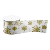 Christmas Gold Snowflakes Satin Ribbon