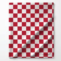 Red and White Classic Checkered Pattern Fabric