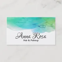 *~* Modern Watercolor Blue Aqua Abstract Simple Business Card