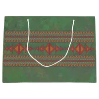 Southwest Sagebrush Green Geometric Design Large Gift Bag