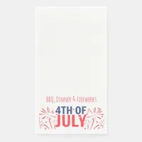 Minimalist Red Fireworks with Customizable Space Paper Guest Towels