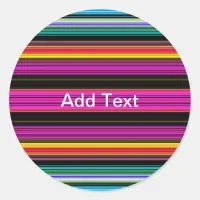 Thin Colorful Stripes - 2 Classic Round Sticker