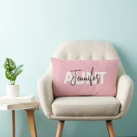 Pink Personalized Aunt Typography Lumbar Pillow