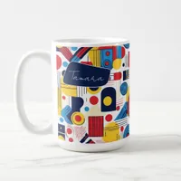 Retro Geometric Abstract Pat#10 Navy Red ID1067 Coffee Mug