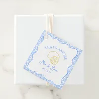 That's Amore Lemon Blue Tiles Personalized Wedding Favor Tags