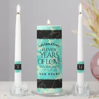 Elegant 11th Turquoise Wedding Anniversary Unity Candle Set