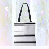 Music Manuscript Lines Stylish Stripes Black White Tote Bag