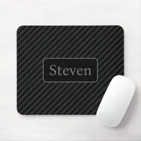 Sophisticated Grey & Black Pinstriped Personalized Mouse Pad