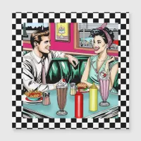 Retro 1950's Couple at Diner Blank