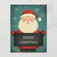 Cute Smiling Santa with a Heart Warming Message Holiday Postcard