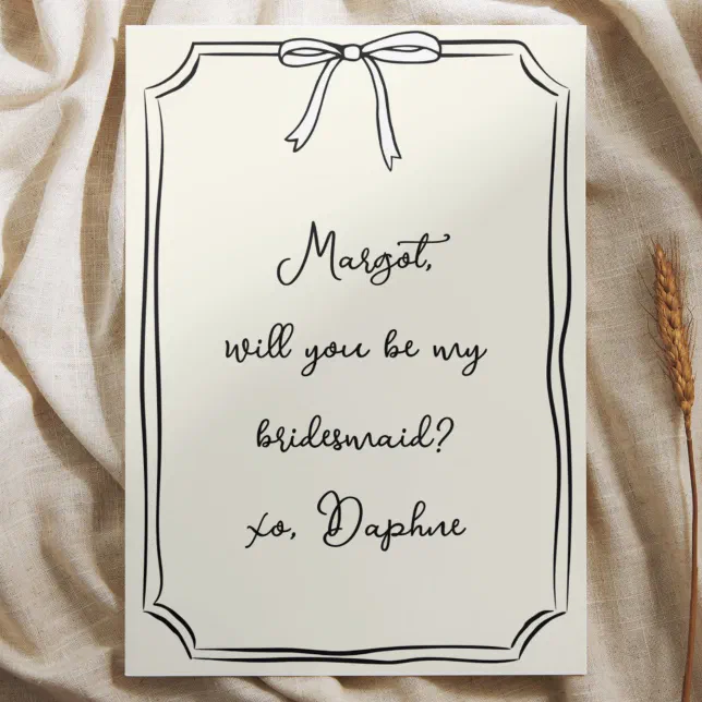 Be my bridesmaid? Coquette Bow Bridesmaid Proposal Invitation