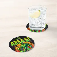 Glowing UFOs Loom Over Area 51 Round Paper Coaster