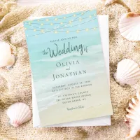 Beach Ocean String Lights Wedding Invitation