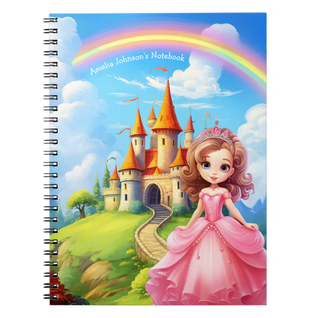 Cute Princess in a Fairy Tale Castle Personalized Notebook