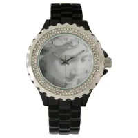 *~* Women's Black Bradelet Beautiful Marble Angel Watch