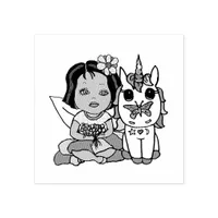 Pretty Unicorn with Butterfly on Nose Rubber Stamp